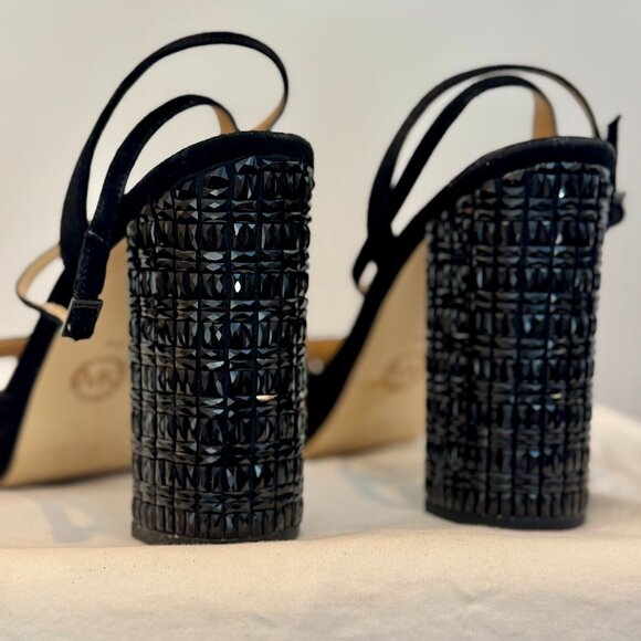 Michael Kors Platform Suede Sandals with Jeweled Heels - Picture 1 of 7